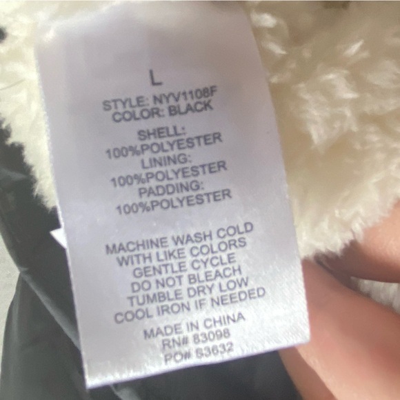 Ci Sono Puffer Vest Black Fleece Super Soft Women’s Size Large Cozy Pockets - Picture 5 of 6